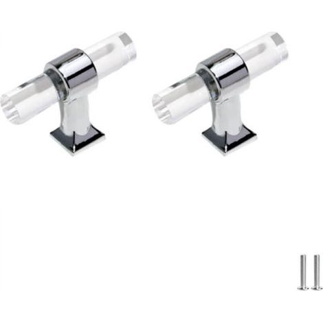 [JAMAIS UTILISÉ] Lot de 2 poignées de placard en acrylique transparent pour tiroir de cuisine, porte, armoire, meuble, commode, argent, trou unique (1/4)
