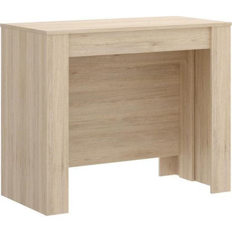 Pegane – Table console extensible chêne naturel 54-239 cm – 10 places – Épaisseur 16 mm – Lattes de rangement intégrées (1/4)