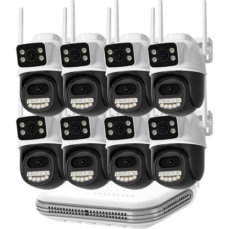 Caméra IP WiFi Audio 8MP for extérieur, Mini NVR 8 canaux, kit de sécurité CCTV, Vision Nocturne Infrarouge, système de Surveillance vidéo sans Fil(None,8pcs) (1/5)