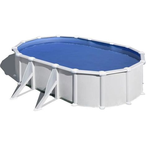 Piscine acier blanc Atlantis ovale 6,34 x 3,99 x 1,32 m - Gré (1/5)