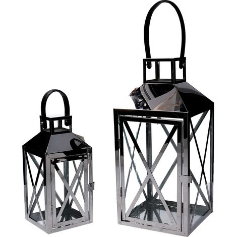 Lanterna portacandela 2 pz metallo argento natale idea regalo (1/3)