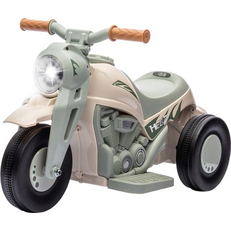 Moto électrique pour enfants 6V avec musique et bulles, phare inclus vitesse 2,5-3 km / h charge 30 kg pour 2 à 5 ans blanc crème