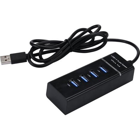 Concentrador USB de 4 puertos，divisor multi-USB，adaptador de carga USB 3.0 con cable de 1,5 metros，apto para teléfonos móviles (1/4)