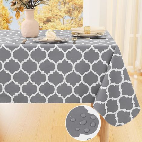 mantel rectangular, vinilo grueso impermeable, reverso de franela antideslizante, estampado marroquí, para uso interior y exterior. (1/5)