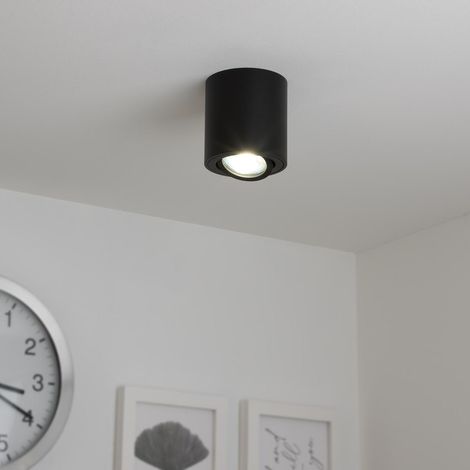 Runder Aufbaustrahler schwenkbar Deckenbeleuchtung - Farbe: schwarz - LED Leuchtmittel: GU10 5W Neutralweiß 230V 40° (1/5)