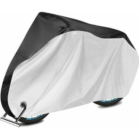 1 x housse de vélo noir + argent, 300D Oxford cloth PU, imperméable à la pluie, protégé contre les UV, anti-poussière, housse de vélo antidérapante.