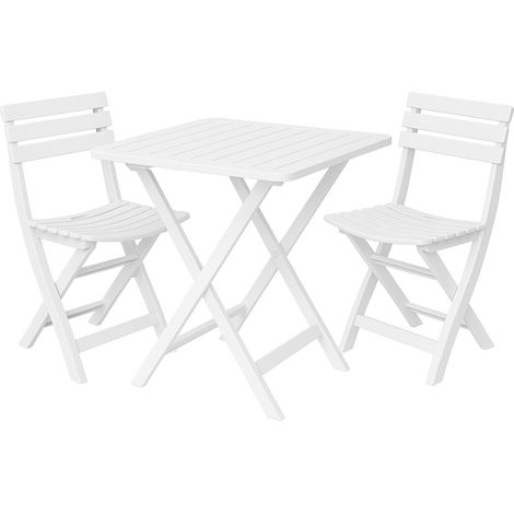 Conjunto Mesa y Sillas Balcón Blanco Plegable de Exterior Resistente Jardín, Patio y Terraza 2 Sillas + 1 Mesa - (1/5)
