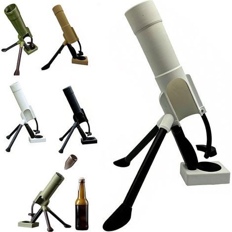 Ouvre-bouteille et décapsuleur XL en forme de mortier - Gadget militaire de 40 cm - Compatible avec les bouteilles Corona 330 ml - Blanc (1/5)