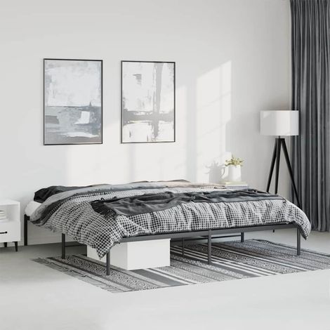 vidaXL Metal Bed Frame without Mattress Black 193x203cm (1/5)