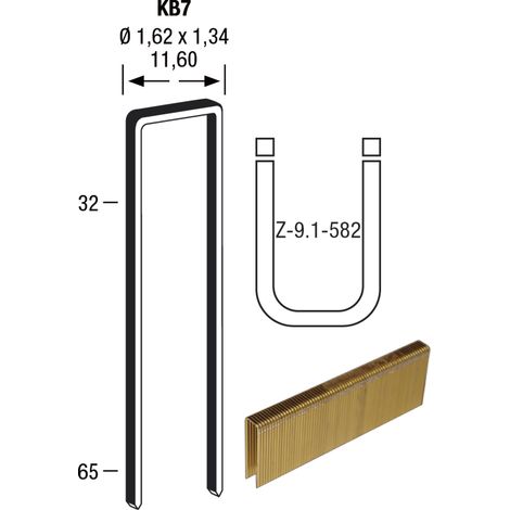 Klammern Type KB7 64 mm aus Stahldraht verzinkt und geharzt (8000 St)