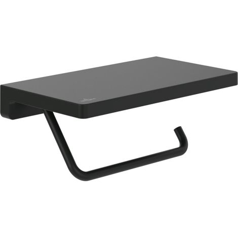Villeroy & Boch Elements Striking - Toilettenpapierhalter mit Ablage, schwarz matt TVA152023000K5