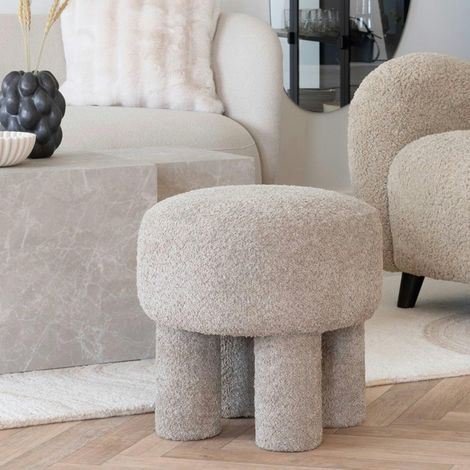 Pouf de salon gris clair sur pieds BRUGES (1/4)