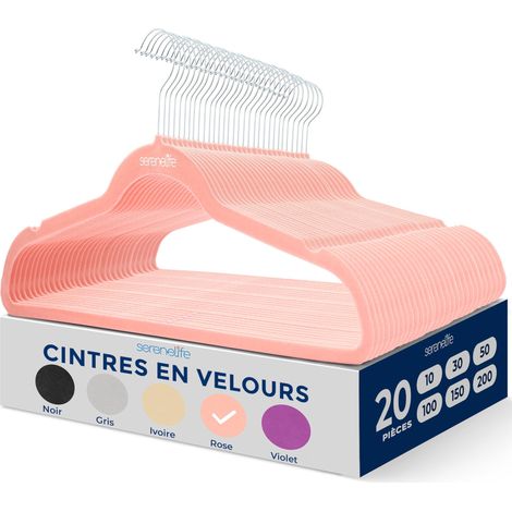 Cintres - Cintres en Velours Antidérapants - Porte-Vêtement Fins et Robustes - avec Crochet en Métal Pivotant à 360° - Supportant jusqu'à 4,5 kg pour Vestes, Pantalons et Robes - Lot de 20 (1/5)