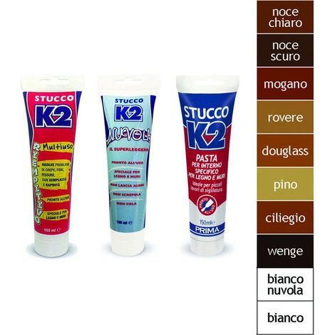K2 Stucco In Pasta Multiuso Colorato In Tubetto - ml.150 - noce chiaro - 6 pz