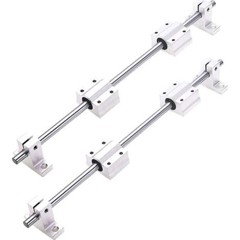 x 500 mm Linearwellen Ø 8 mm, horizontale Linearführung mit Kugellager + 4 x SK8-Lager + 4 x SCS8UU-Lagerblöcke