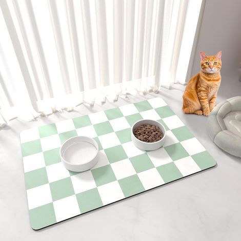 Katzen-/Hundenapf-Unterlage 51 x 30,5 cm, rutschfest, saugfähig, aus veganem Leder, für kleckernde Trinker (1/5)