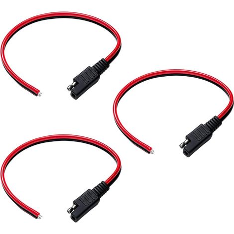 3 Pièces Connecteur Rapide SAE 14AWG - 30 cm (1 Ft), Connecteur SAE pour Voiture, Adaptateur d'Alimentation 12V, Chargeur Batterie Moto, Câble Robuste et Polyvalent (1/5)