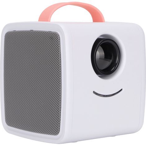 Mini projecteur 1080p, haut-parleur 2 W, lumière douce et inoffensive, durée de vie de 30 000 heures, projecteur portable pour la maison et le bureau, 100-240 V, prise AU rose (1/5)