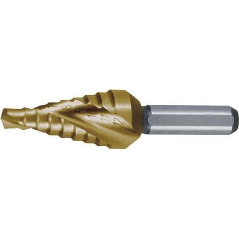 RUKO Stufenbohrer HSS-TiN spiralgenutet mit Kreuzanschliff kurz Ø 4 - 12 mm - 101061T (1/5)
