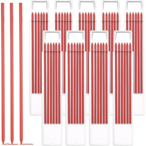 54 Pcs Mine Crayon Chantier, 2,8 mm Recharges de Mine de Crayon de Chantier, Recharges interchangeables pour crayons à graphite, construction et de travail du bois (rouge) (1/5)