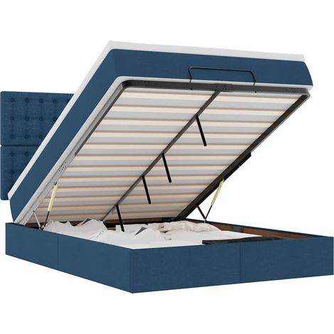 Maison Exclusive - Ottoman-Bett mit Matratze & LEDs Blau 140x200