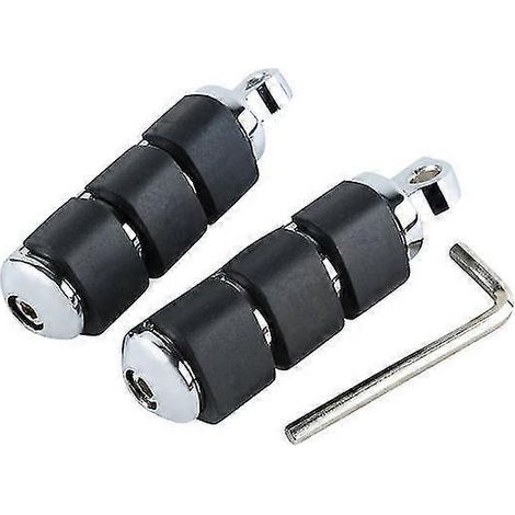 Motorrad-Fußraste, schwarz/verchromt, 3/8"-Loch, passend für Harley Softail FXST, Dyna FXWG, FXR, XL1200, 883, Sportster, Low Rider, Street – verchromt (1/5)