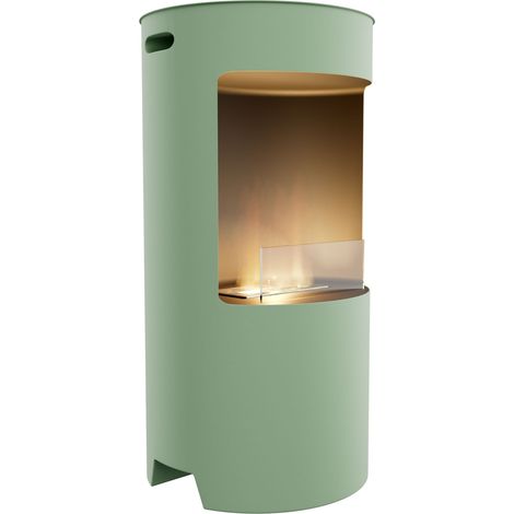Giulio Cesare - Chimenea de Suelo de Bioetanol Ø40x80 cm de Diseño Interior en Acero Inoxidable Salvia (1/5)