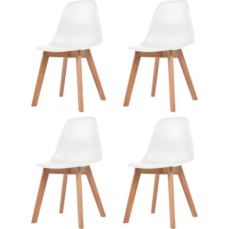 Juego de 4 sillas de comedor de diseño escandinavo en plástico blanco y madera DEC025603 (1/5)
