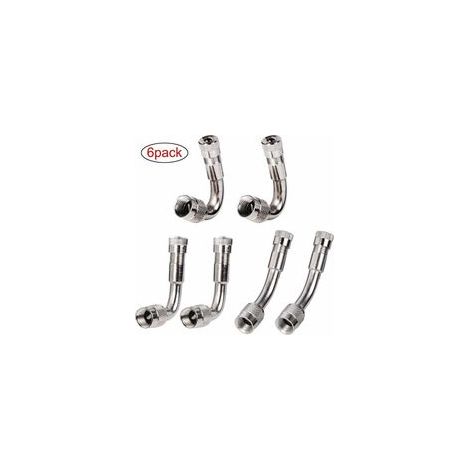 6 Pièces Pneu Valve Rallonge Va, Pneu Valve de Adaptateur, Air Pneu Valve Extension, Pneu Prolongateur Coude de Valve, pour Voiture Moto Vélo Camion, 3 Sortes (Argent) (1/5)