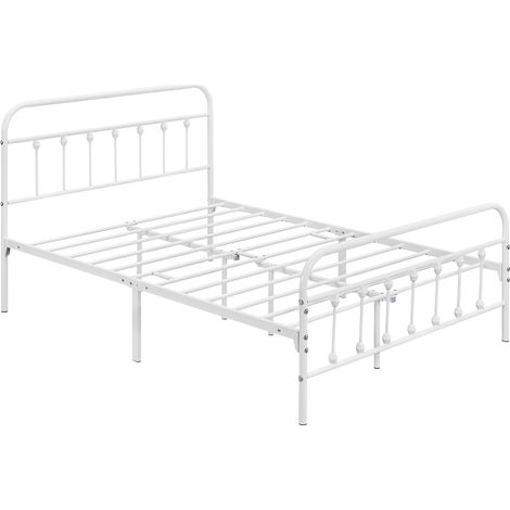 Homevive Cama Doble de Metal Marco Metal Cama Blanca Sencilla Cama Hierro Estructura de Cama para Colchón 140X200cm Blanco (1/5)