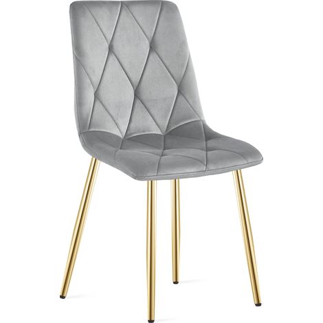 Fauteuil Libra - velours gris clair / pieds dorés x 1 (1/5)