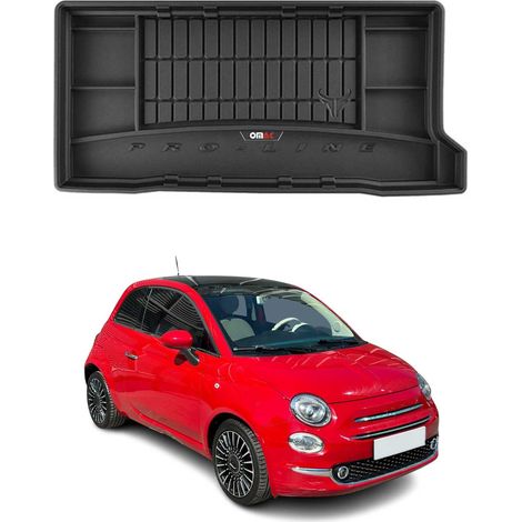 Tapis de Coffre 3D TPE Premium Compatible avec Fiat 500 2007-2023, Bac de Protection de Coffre Intérieur antidérapant Revêtement de Coffre Bords Hauts pour Voiture Noir