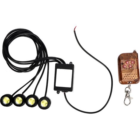 12V 6W 4en1 LED Lampe Œil d’Aigle Urgence Stroboscope Sans Fil DRL Télécommande Feu de Jour 16 Modes de Clignotement (1/5)