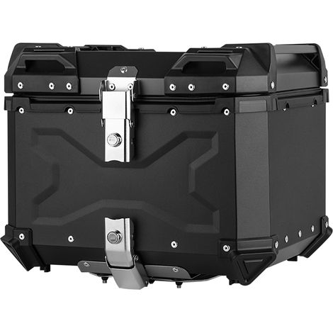 Top case moto étanche, top case moto universel en alliage d'aluminium, 65L, adapté au coffre moto pour les voyages en camping, facile à installer, noir