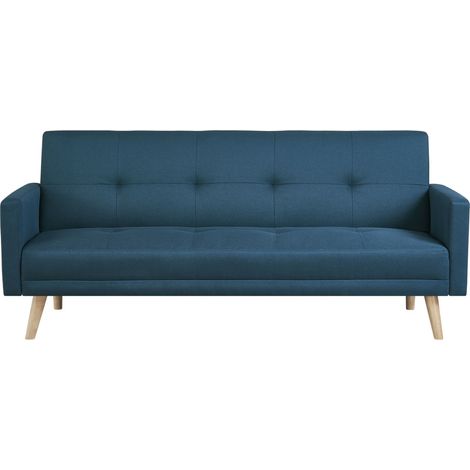 Divano scandinavo convertibile 3 posti in tessuto blu WOODEN