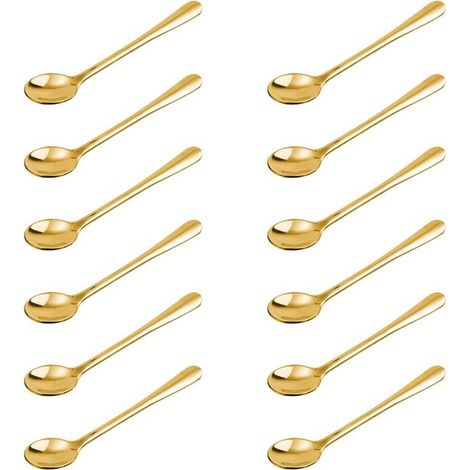 EGoods - Set di 12 cucchiaini in acciaio inox - Mini cucchiai per barattoli di spezie, sale, zucchero, miele, caffè - Design pratico e grazioso (1/5)