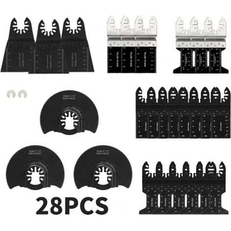 28 Accessoires d'outils Oscillants Multifonctions Lame de scie universelle pour Parkside Dewalt Ryobi Bosch Couper les coins de Bois/Métal/Plastique - 2 adaptats (1/5)