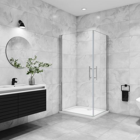 Cabine de douche ouverture battante 90x70x180cm profilé en chromé brillant (1/4)