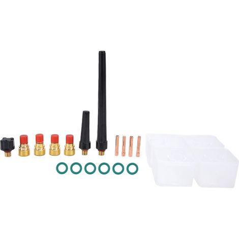 Kit de torche de soudage TIG 21 pièces : pinces, buses en verre, capuchons arrière et accessoires pour modèle WP-9, 20, 25 et 300A (1/5)