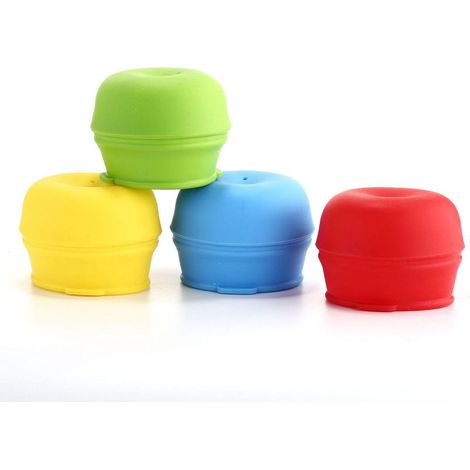 Set mit 4 wiederverwendbaren Silikon-Becherdeckeln, BPA-frei, geeignet für die meisten Gläser und Becher, verschiedene Farben, für Reisen und Getränke. (1/5)