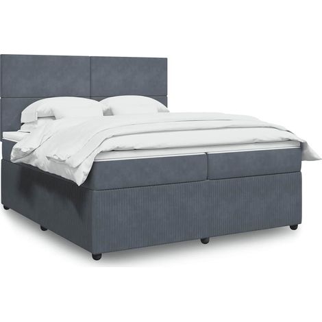 Boxspringbett mit Matratze Dunkelgrau 200x200 cm Samt