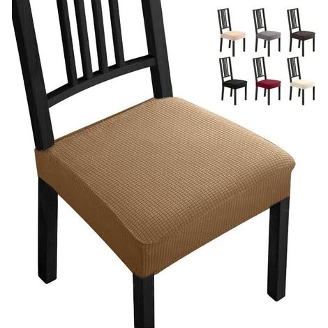 4-teiliges Stuhlhussen-Set, Esszimmerhussen für universelle Passform - Spandex-Bezug, abnehmbare Stuhlhussen, sehr leicht zu reinigen und strapazierfähig (4er-Pack, Kamel) (1/4)