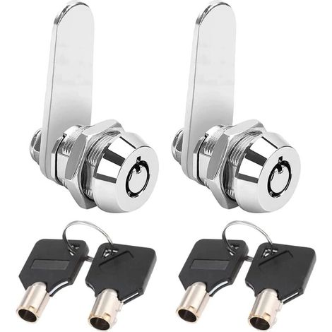 2 Pièces 16mm serrure à came tubulaire à filetage, serrure à cylindre verrou de serrures pour barillet boîte aux lettres pour porte tiroir placard, boîte aux lettres avec clés identiques
