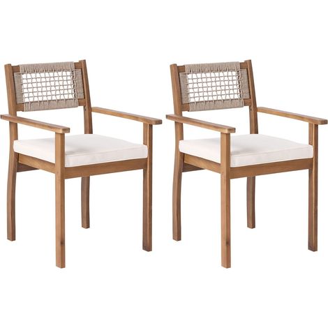 Lot de 2 Chaises Rustiques en Bois d'Acacia pour l'Extérieur Marron Clair Sumirago (1/5)