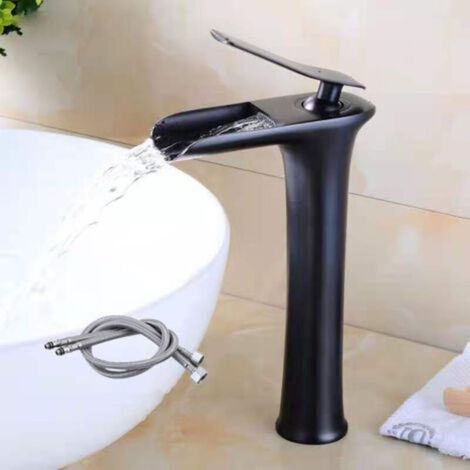 Grifo de baño tipo cascada, grifo de lavabo con caño de 235 mm de altura, grifo mezclador de baño de latón, G 3/8 (1/5)