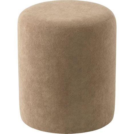 Pouf rond beige en textile doux - taupe beige (1/4)