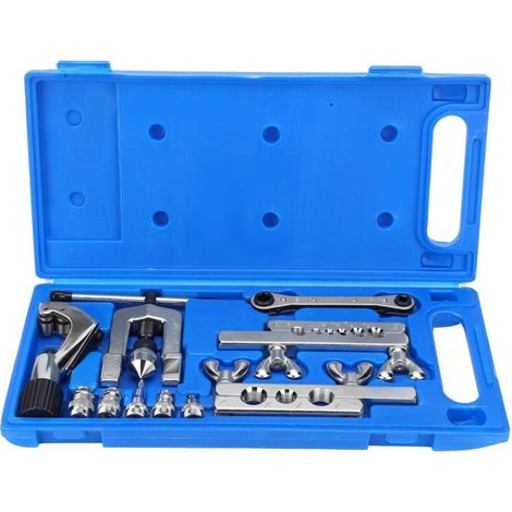 Flaring Tool Set, Professional Single Flaring Tool and Crimping Tool Kit for Reaming Aluminum Copper Pipe and Other Pipes - 10 Pieces