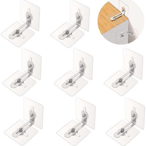 Set di 8 tasselli autoadesivi per il fissaggio di mobili - Staffe di sicurezza anti-ribaltamento (1/5)