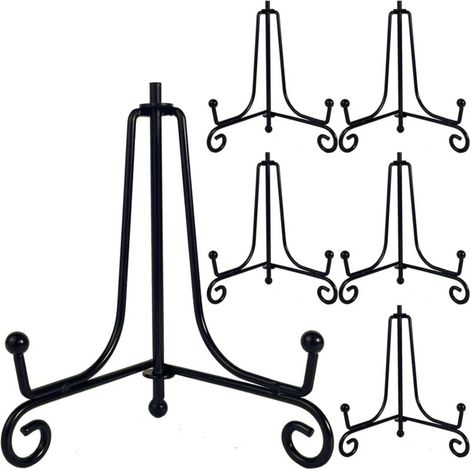 Lot de 6 supports de plaque en fer noir de qualité supérieure pour affichage de 10,2 cm, supports décoratifs en métal massif pour affichage, mini chevalet, cadre, livre, carte, plaque,bol (1/4)