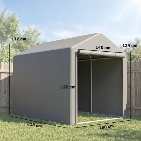 Abri à outils/garage pour vélos et motos (avec bâche anti-UV), 1,6 m x 2 m, gris clair (1/5)